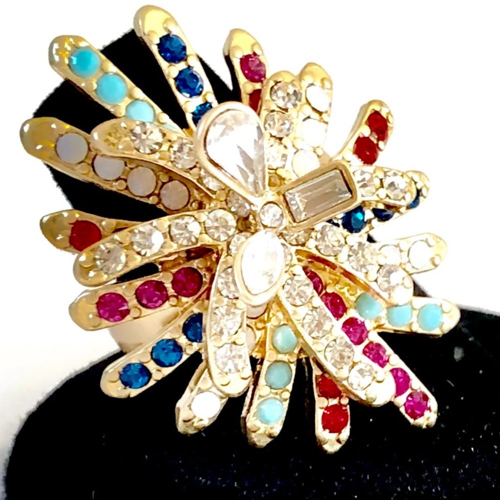 Banana Republic Gemstone Fire Burst Savannah Statement Ring Sz 7 NWT 62
